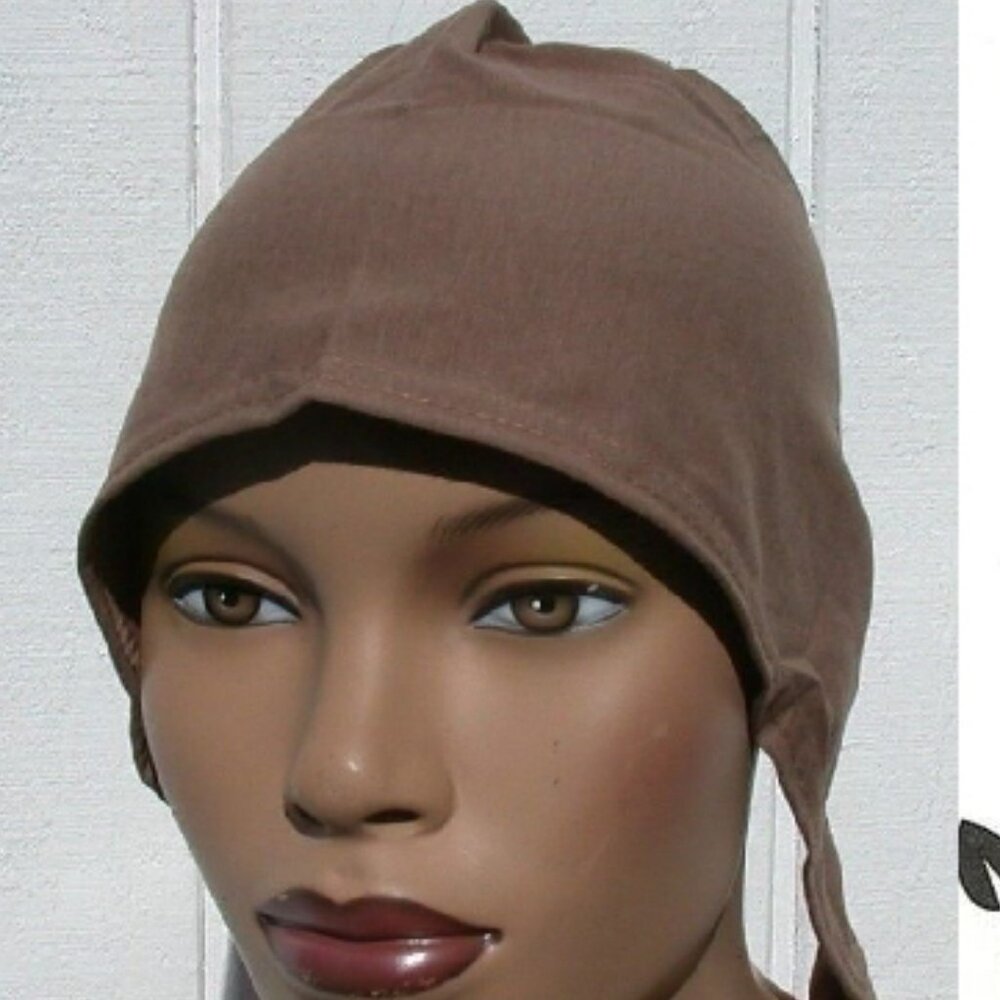 Tan Cotton Tie Back Bonnet